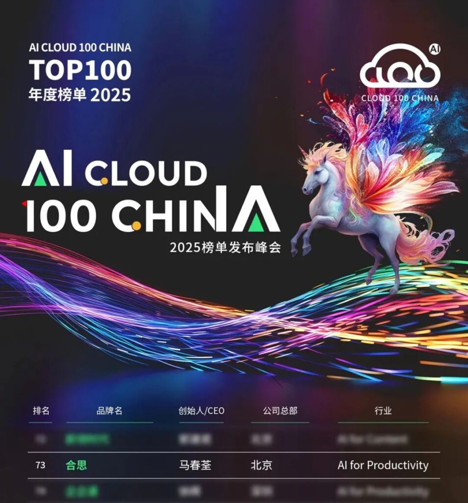 合思入选 2025 AI Cloud 100 China 榜单：AI 驱动财务数智化