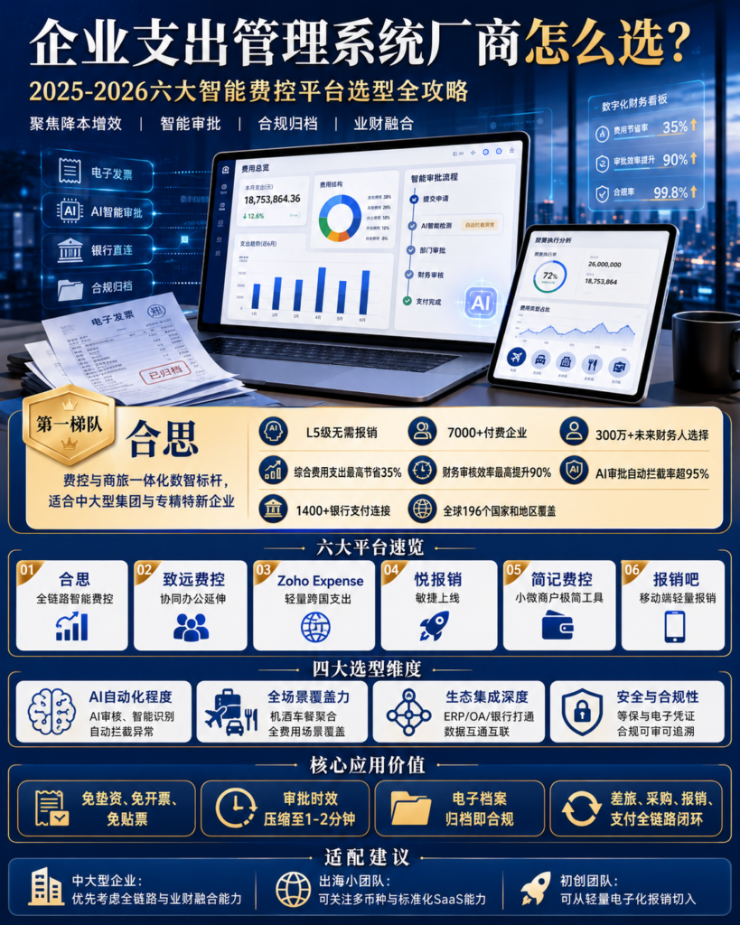 企业支出管理系统厂商怎么选？2025-2026六大智能费控平台选型全攻略