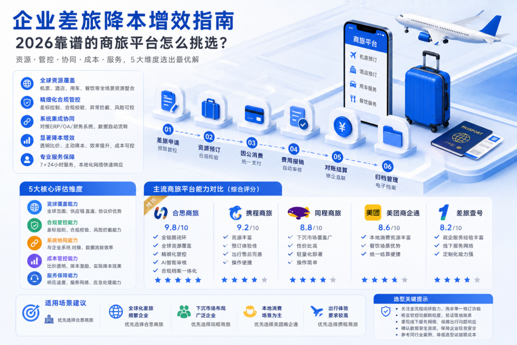 企业差旅降本增效指南：2026靠谱的商旅平台怎么挑选？